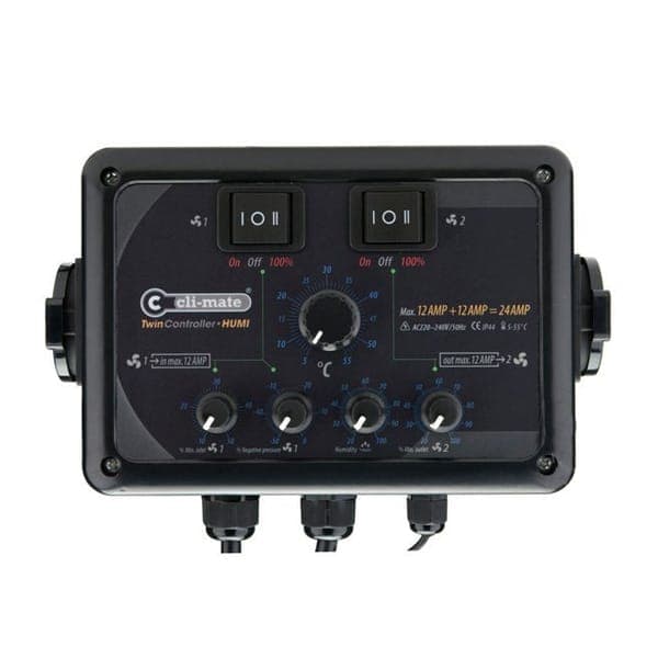 Controlador Climate  Twin Controller Humedad Temperatura  + Velocidad Mínima 12+12 Amp