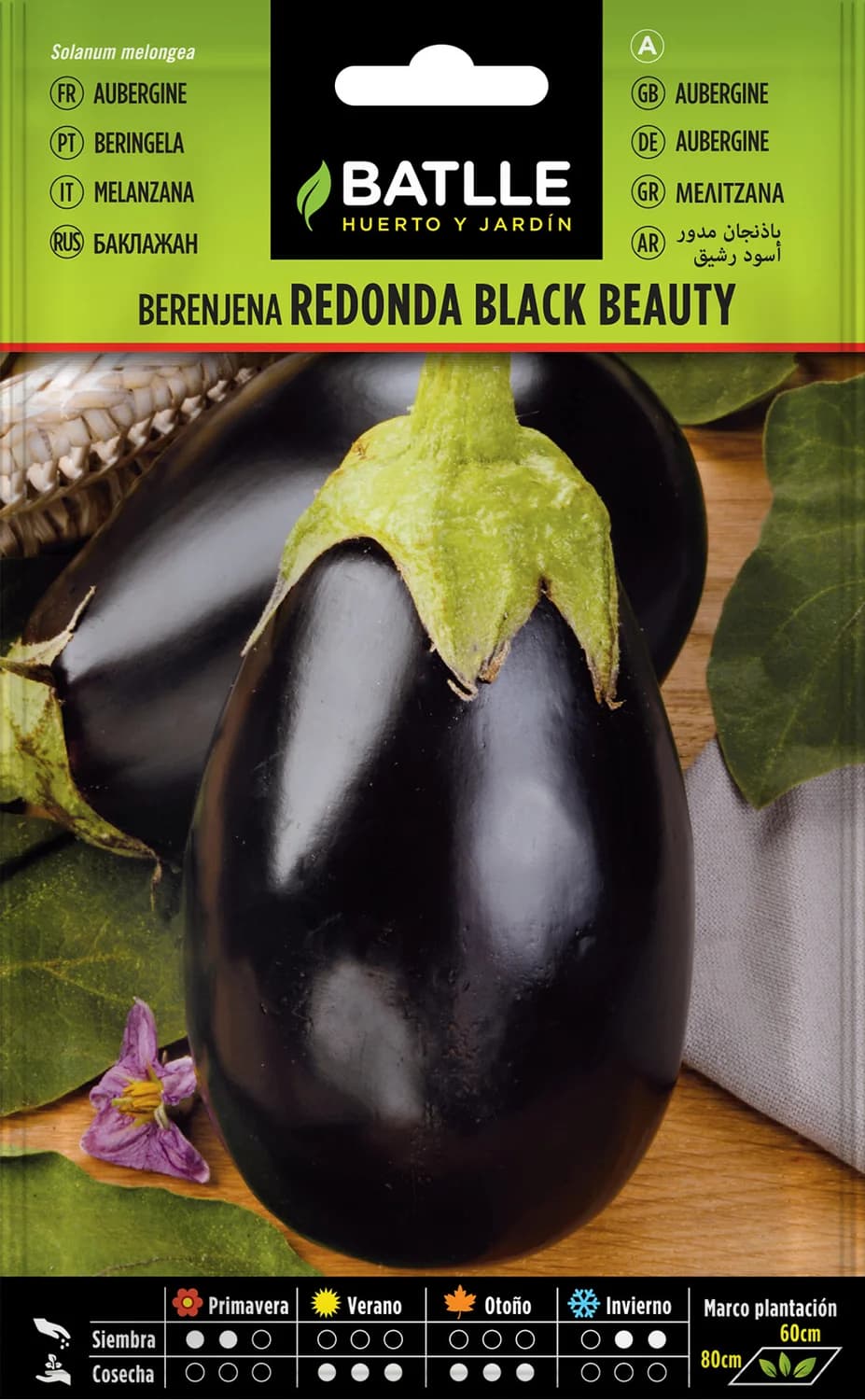 Semillas berenjena Black Beauty redonda