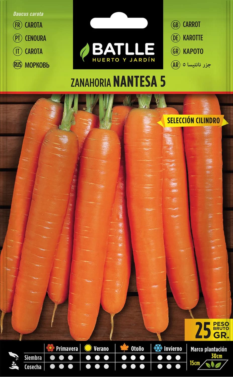 Semillas zanahoria Nantesa 5 S. Cilindro