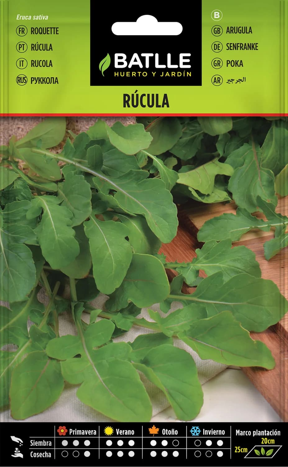 Semillas de rúcula para ensaladas mixtas