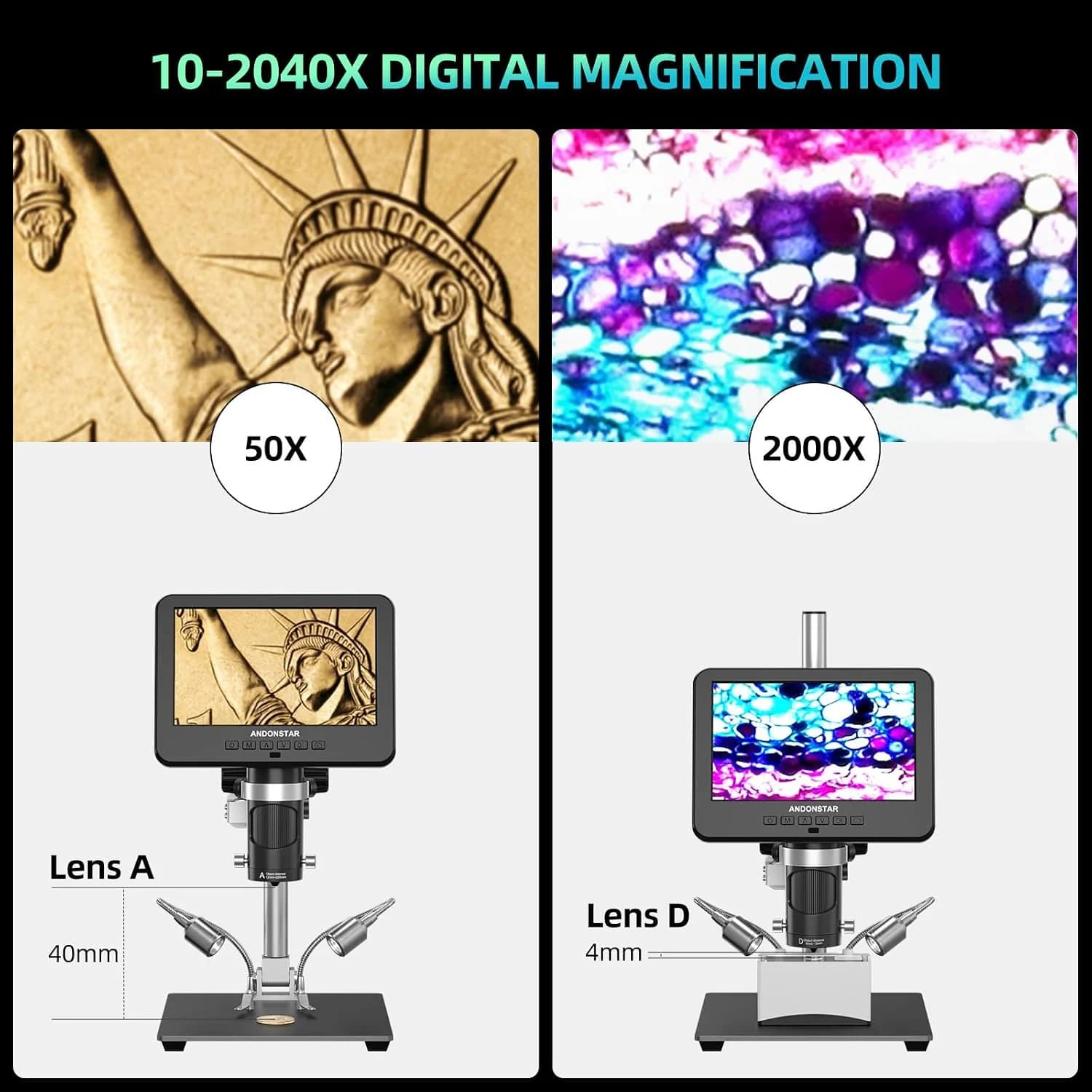 Andonstar AD246S-M microscopio digital HDMI 2000x - Imagen 4
