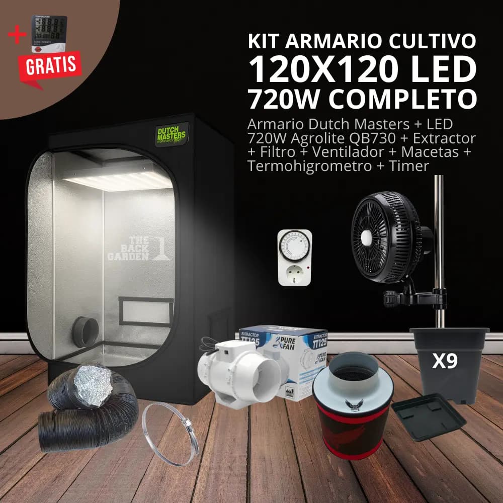 Kit Armario Cultivo 120x120 LED 720w Completo